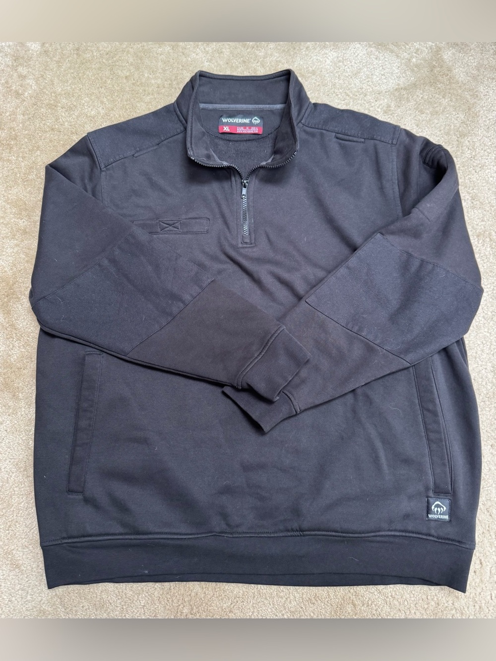 Wolverine Men's Sz XL Black Half-Zip Pullover Sweatshirt